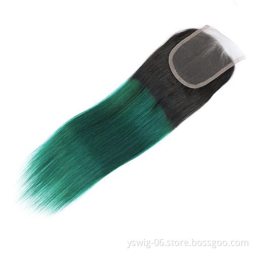 YS 100% Cuticle Aligned Indian Virgin Hair Weave Bundles Top Quality 1b/Green# Raw Indian Human Hair Weaves for Black Woman
